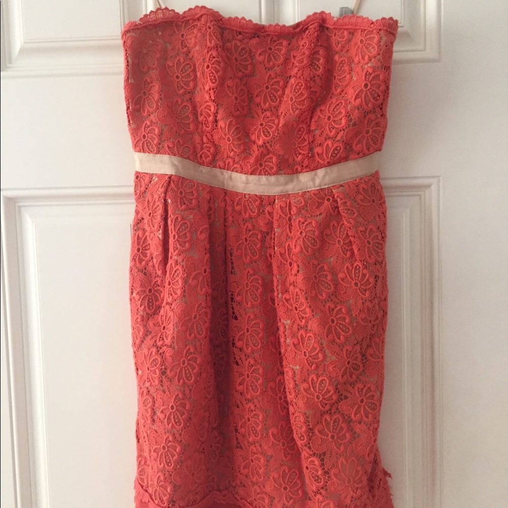 Anthropologie McGinn Coral & Sand dress, size 4 - Picture 3 of 7